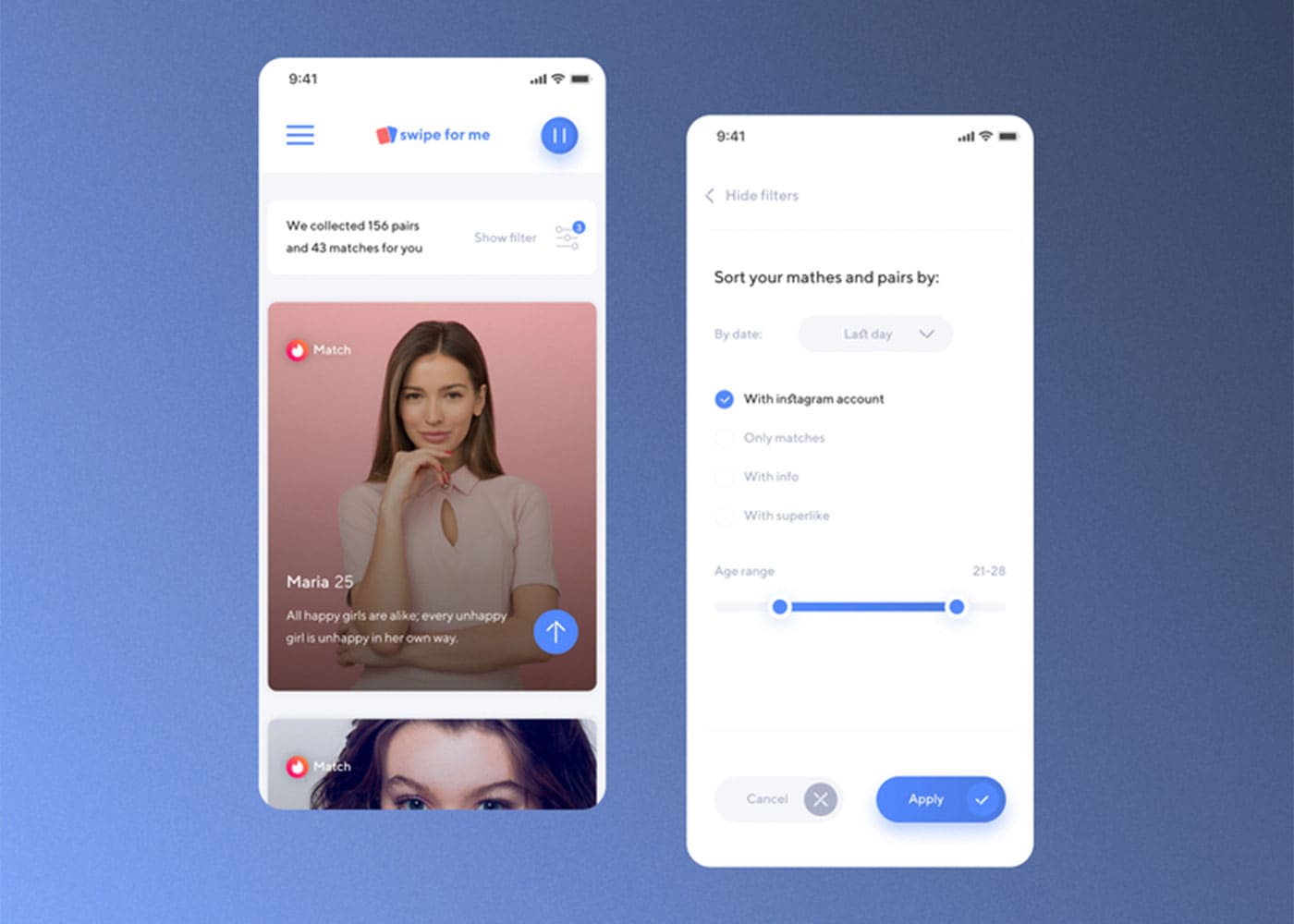 Dating app UI UX design concept UI/UX design for a dating app
